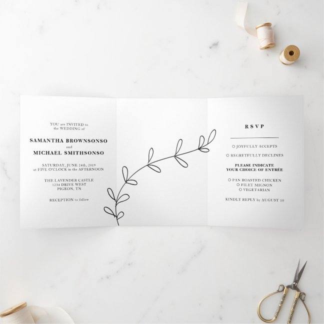 Clean Simple Love Wedding Tri-Fold Card
