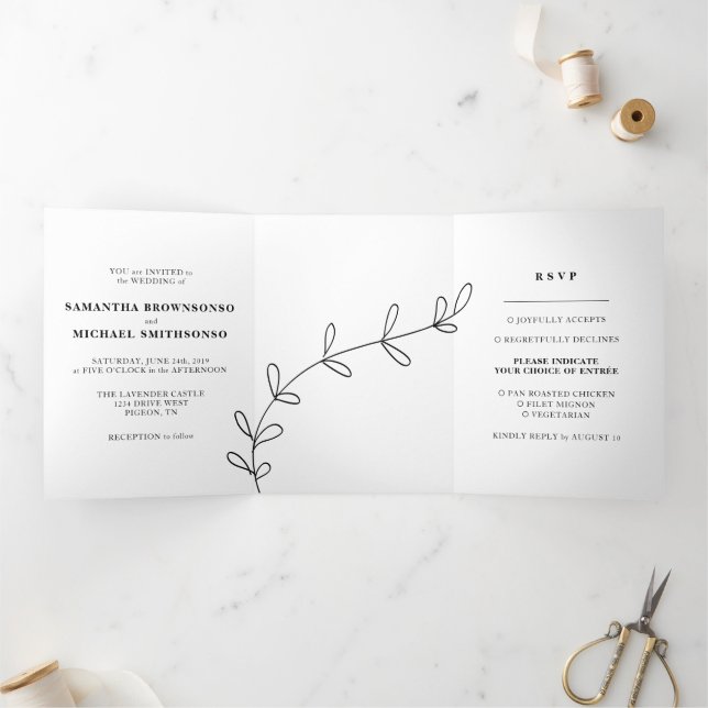 Clean Simple Love Wedding Tri-Fold Card (Inside)