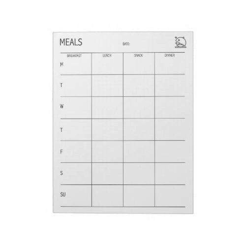 Clean  Simple Meal Planner Notepad