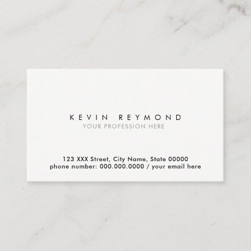 clean simple  minimal basic white professional business card