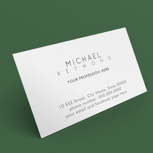 clean simple  minimal contact white professional business card