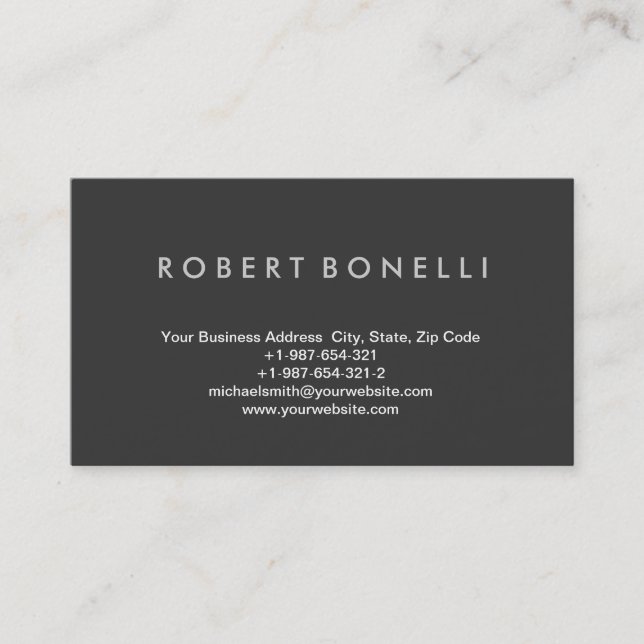 Clean Simple Minimal Grey Standard Business Card (Front)