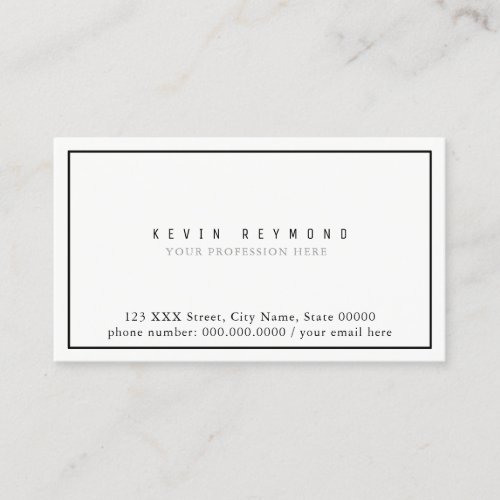 clean simple  minimalist basic white professional business card