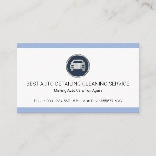 Clean Simple Minimalist Blue Border Auto Detailing Business Card