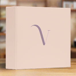 Clean Simple Monogram Initial Name Blush Pink 3 Ring Binder