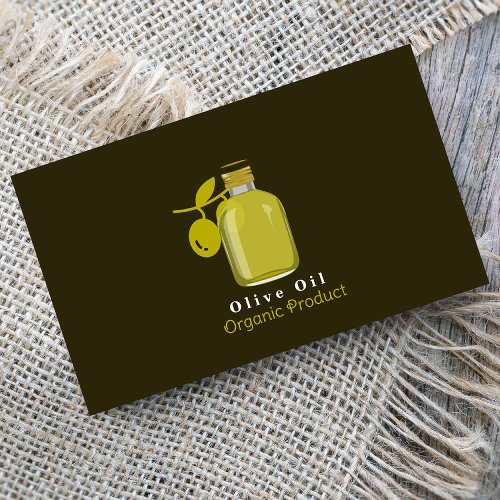 Clean Simple Olive Oil Organic Product Small Business Card