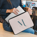 Clean Simple Pink Initial Name Typography Script  Laptop Sleeve<br><div class="desc">The colors used in these designs are often light and muted to give them a soft,  sophisticated look. The monogrammed designs provide a personal touch that is both stylish and unique.</div>