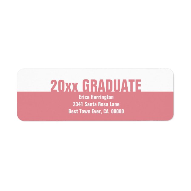 Clean Simple Pink White Any Year Graduation P01 Label
