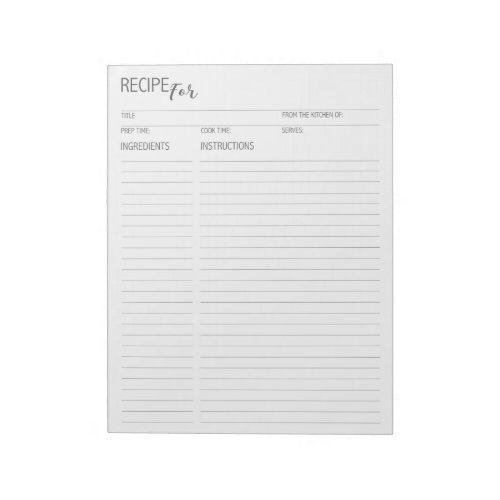 Clean  Simple Recipe Pages ii Notepad