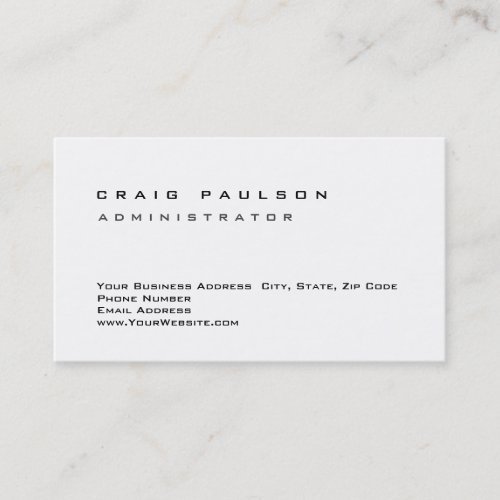 Clean Simple Stylish Black White Business Card