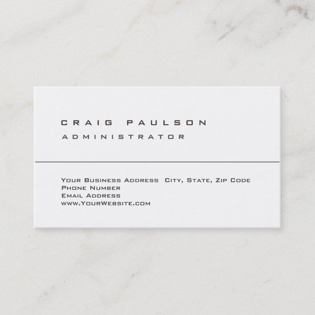Clean Simple Stylish Plain White Business Card (Front)