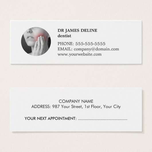 Clean Simple White Dentist Appointment Card (Front & Back)