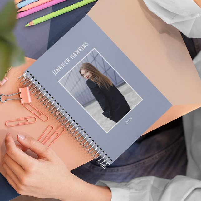Clean Simple Women Photo Blue Gray Personal Planner (Creator Uploaded)