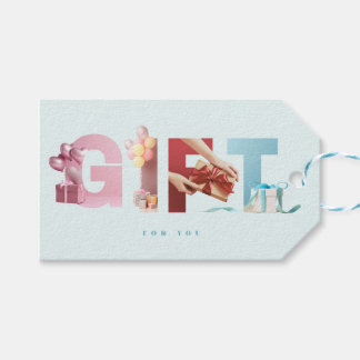 Clean Sky Blue GIFT Photo Typography Overlay Tags
