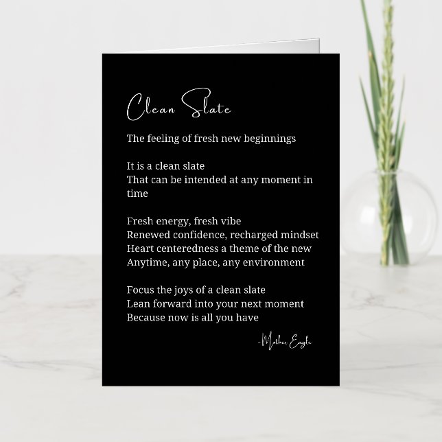 Clean Slate New Beginnings Inspirational Poem  Foil Greeting Card (Front)