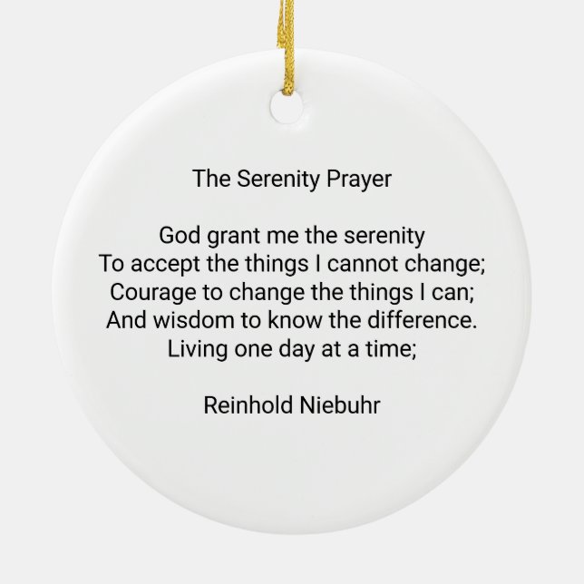 Clean & sober white custom recovery prayer message ceramic ornament (Back)