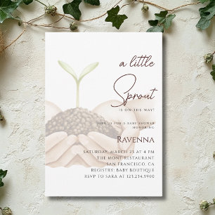 Clean Sprout Hands A Little Sprout Baby Shower Invitation