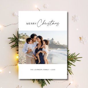 Clean Stylish Family Photo Christmas Nautical Holiday Card