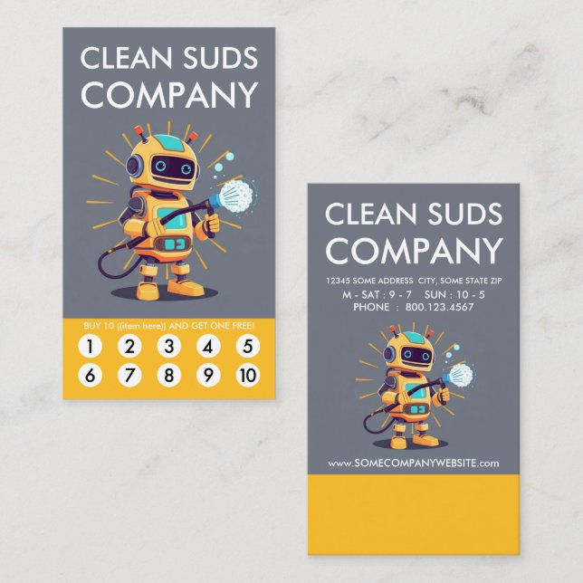 Clean Suds Wash Loyalty Punch Card (Front/Back)