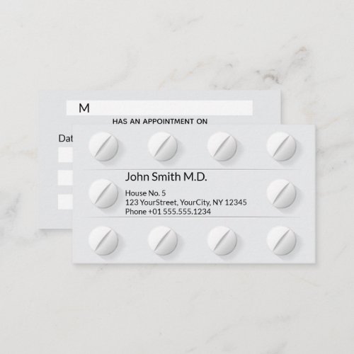 Clean Tablet Box Pills Professional Medical Appointment Card