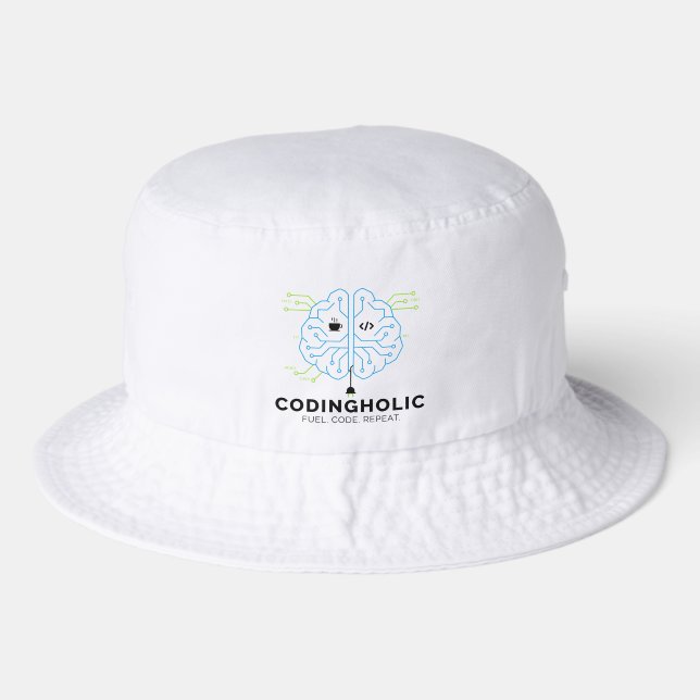 Clean Tech Brain Coding Bucket Graphic Developer Bucket Hat (Front)