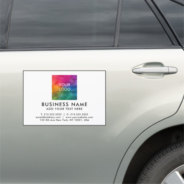 Clean Template Custom Color Business Logo Text Car Magnet (In Situ)