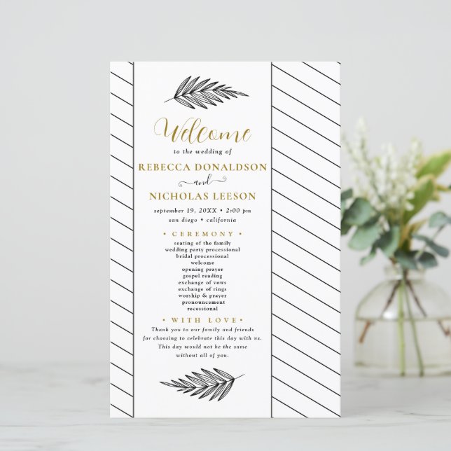 Clean Text Script Minimal Wedding Program (Standing Front)