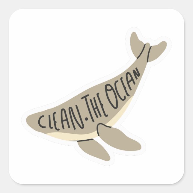 Clean the ocean square sticker (Front)