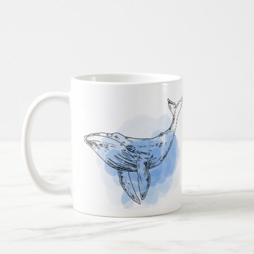 Clean the Oceans _ whale watercolour design Coffee Mug