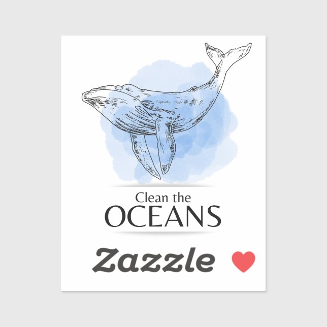 Clean the Oceans - whale watercolour design Sticker (Sheet)