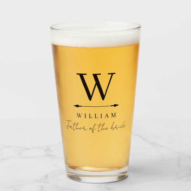 Clean Timeless Monogram Father of the Bride Glass (Front Filled)
