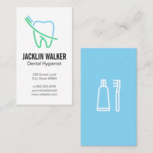 Clean Tooth and Tooth Brush Business Card (Front/Back)