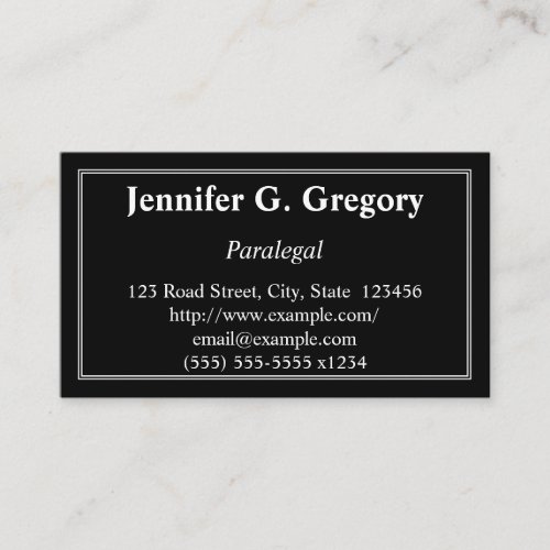 Clean  Traditional Paralegal Business Card