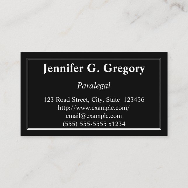 Clean & Traditional Paralegal Business Card (Front)