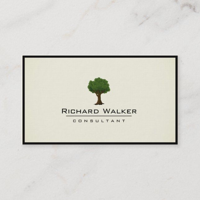 Clean Tree Garden Lawn Care Logo Landscape Green Business Card (Front)