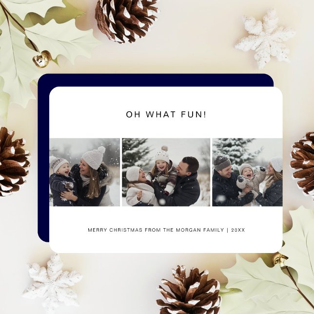 Clean Typography Oh What Fun Family Christmas Baby Holiday Card (Creator Uploaded)