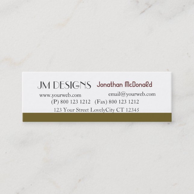 Clean Unique Plain Modern Mini Business Card (Front)