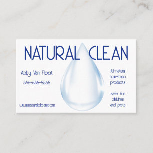 Clean Water Drop White Background Cleaning Service Business Card