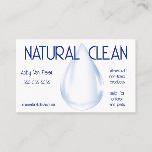 Clean Water Drop White Background Cleaning Service Business Card