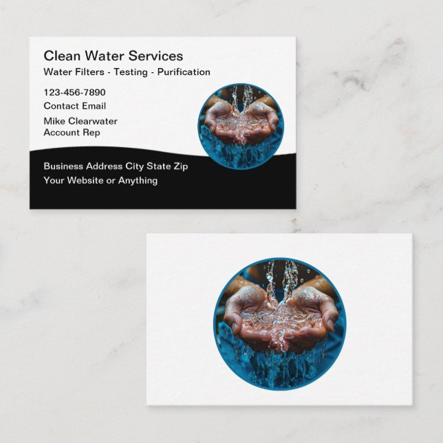 Clean Water Filtration Purification Systems Business Card (Front/Back)