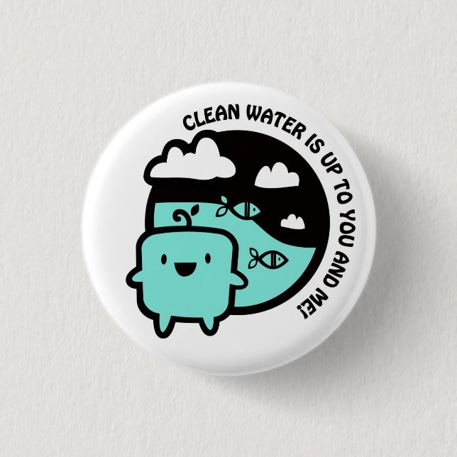 Clean water pinback button (Front)