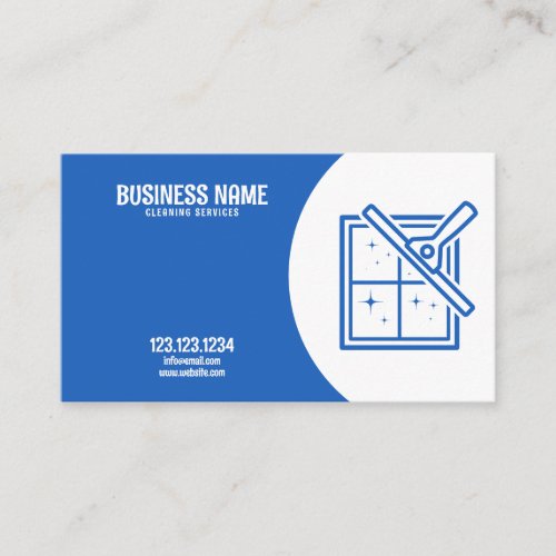 Clean White and Blue Squeegee Window Cleaning Business Card