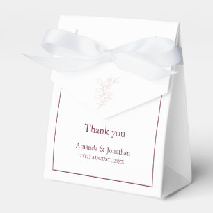 Clean White and Pink Simple Leaf   Modern Wedding Favor Boxes