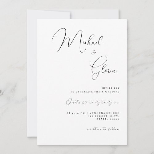 Clean White Calligraphy QR Code All in One Wedding Invitation