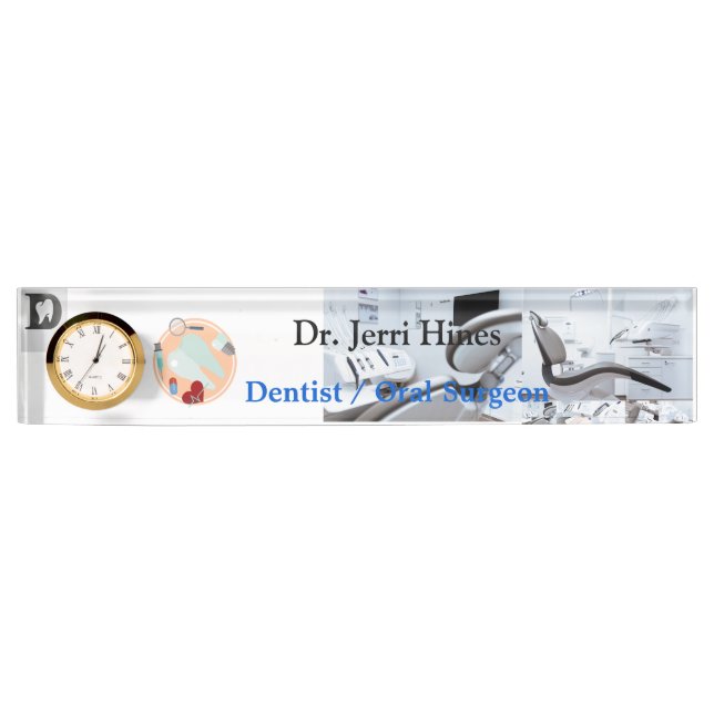 Clean White Dental Oral Surgeon Acrylic  Desk Name Plate (Front)