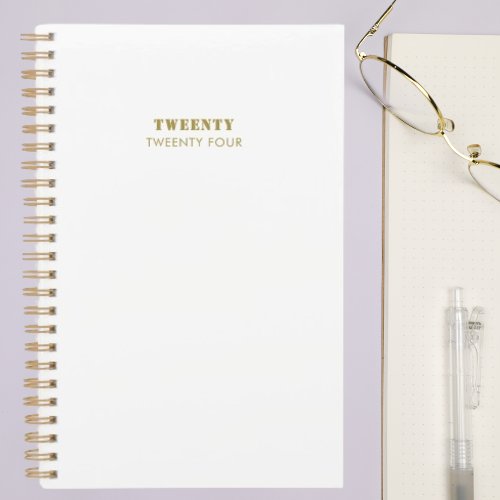 Clean White  Gold Script 2024 Personal weekly  Planner