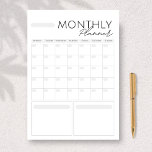Clean White Grey Custom Monthly 40 page Planner  Notepad<br><div class="desc">Crisp white clean custom monthly planner NOTEPAD. This perpetual calendar features a trendy and modern set of contemporary fonts. Add and change days,  reminders,  notes and goals as you prefer. Not happy with what you wrote or planned? Simply tear out a page and start again.</div>