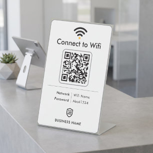 Clean White Modern Business Wifi Password Pedestal Sign