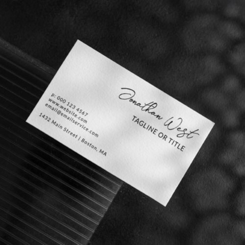 Clean White Name In Signature Script One Sided Business Card