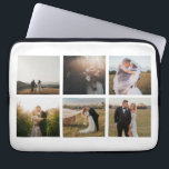 Clean White Photo Modern Laptop Sleeve<br><div class="desc">Modern laptop sleeve featuring a simple and minimal white design with a photo collage of six of your favorite wedding pictures.  This elegant laptop is perfect for a newlywed bride.</div>